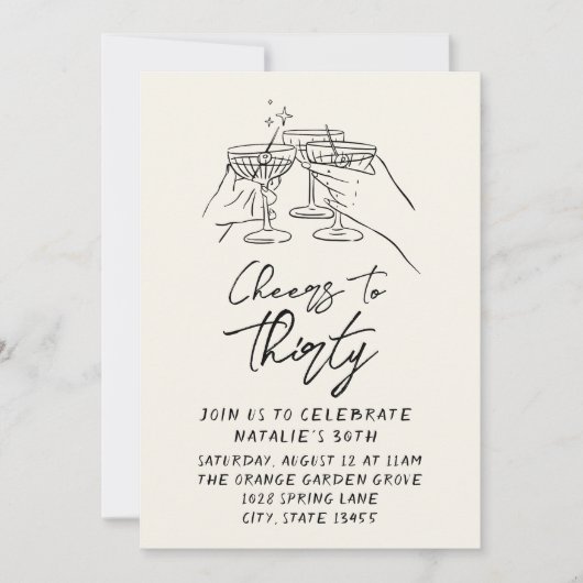 30番目のDodddle応援から30番目のレトロフォト誕生日 招待状 (正面)