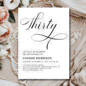 30番目エレガントのスクリプトのミニマル誕生日 招待状
