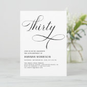 30番目エレガントのスクリプトのミニマル誕生日 招待状 (スタンド正面)