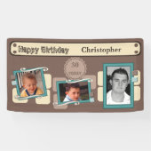 30番目男性への写真を追加する名前ブラウンパーティー 横断幕 (横)