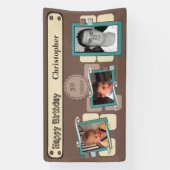 30番目男性への写真を追加する名前ブラウンパーティー 横断幕 (縦)