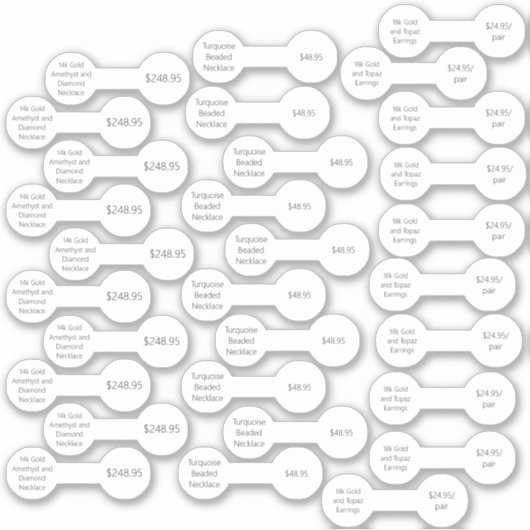 30白ジュエリー価格ラベルバーベルステッカーセット シール (正面)