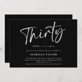 30白黒ミニマル30歳の誕生日 招待状 (正面/裏面)
