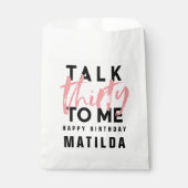 30私ピンクモダンのタイポグラフィのガーリー誕生日 フェイバーバッグ (正面)