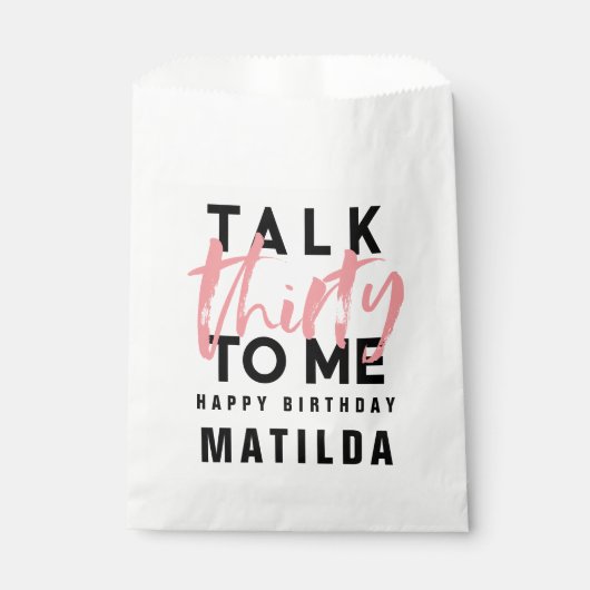 30私ピンクモダンのタイポグラフィのガーリー誕生日 フェイバーバッグ (正面)