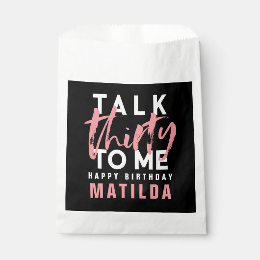 30私ピンクモダンのタイポグラフィのガーリー誕生日 フェイバーバッグ (正面)