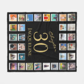 30章黒金ゴールド30th誕生日の写真 フリースブランケット (正面(横))