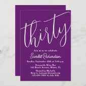 30脚秋モダン紫30歳の誕生日 招待状 (正面/裏面)