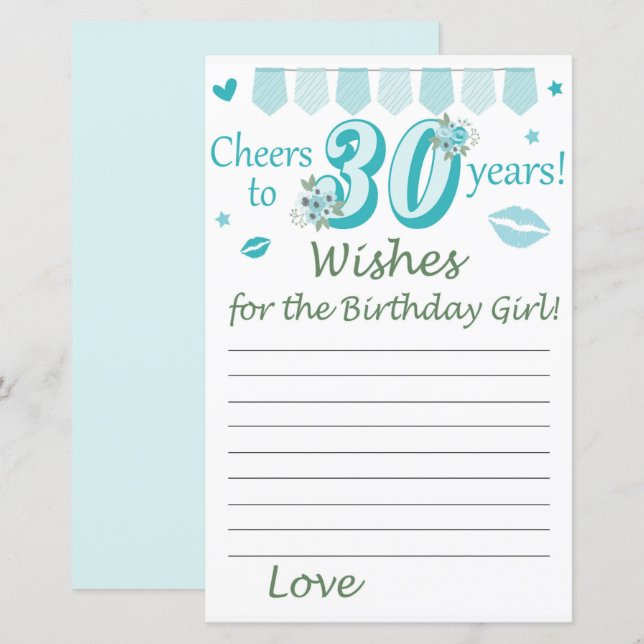 30誕生日の女の子のための願い (正面/裏面)