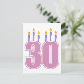 30誕生日キャンドル（ピンク/紫） ポストカード (スタンド正面)