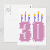 30誕生日キャンドル（ピンク/紫） ポストカード (正面/裏面)