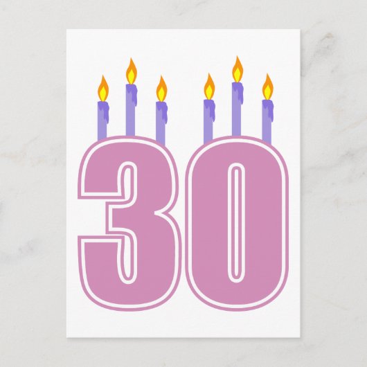 30誕生日キャンドル（ピンク/紫） ポストカード (正面)