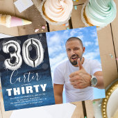 30誕生日シルバー |青い写真パーティー 招待状