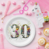 30誕生日ナンバーワイルドフラワー ペーパープレート (パーティー)