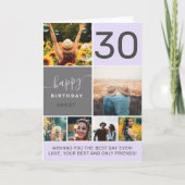 30誕生日モダンピンク6フォトコラージグリッド カード (正面)