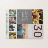 30誕生日モダンピンク6フォトコラージグリッド ジグソーパズル (横)