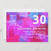 30誕生祝いピンク赤ガーリー白クール 招待状 (正面)