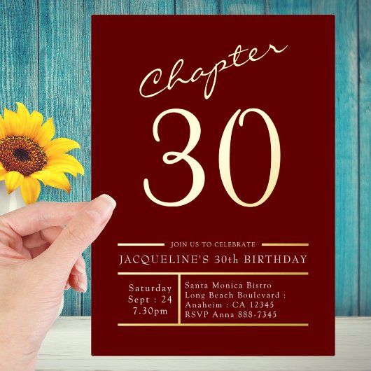 30赤金ゴールド30歳の誕生日パーティー金ゴールド 箔招待状