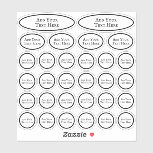 30追加空白の文字白黒の円テンプレート シール (シート)