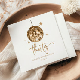 30金ゴールドディスコボール30th誕生日パーティー スタンダードカクテルナプキン