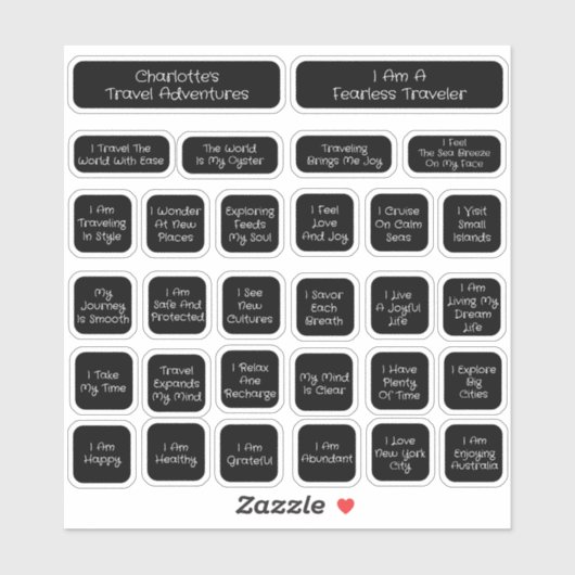 30黒旅行の確認テンプレートスクエア シール (シート)