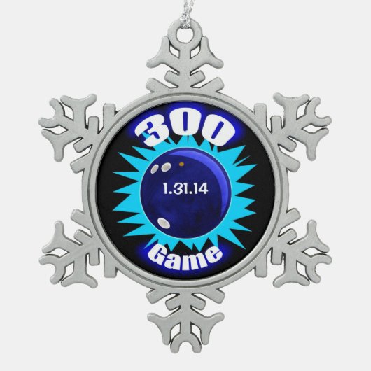 300クラブ、完璧なボーリングゲーム、 スノーフレークピューターオーナメント (正面)