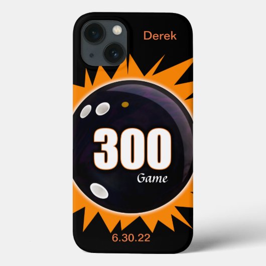 300ゲームオレンジと黒（名前と日付） Case-Mate iPhoneケース (裏面)