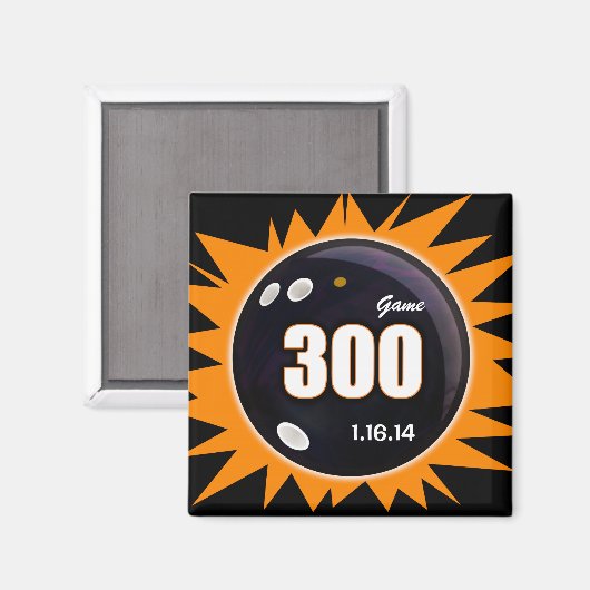 300完璧なゲームボーリング、オレンジとブラック マグネット (正面/裏面)