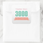 3000フォロワーありがとう – ソーシャルメディア感謝 スクエアシール (バッグ)