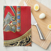 [300]宝のトローブ：ホルスの目 キッチンタオル (四つ折り)