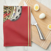 [300]王子[王]王室のな王冠[毛皮+金ゴールド] [赤] キッチンタオル (四つ折り)