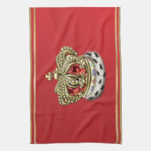 [300]王子[王]王室のな王冠[毛皮+金ゴールド] [赤] キッチンタオル (縦)