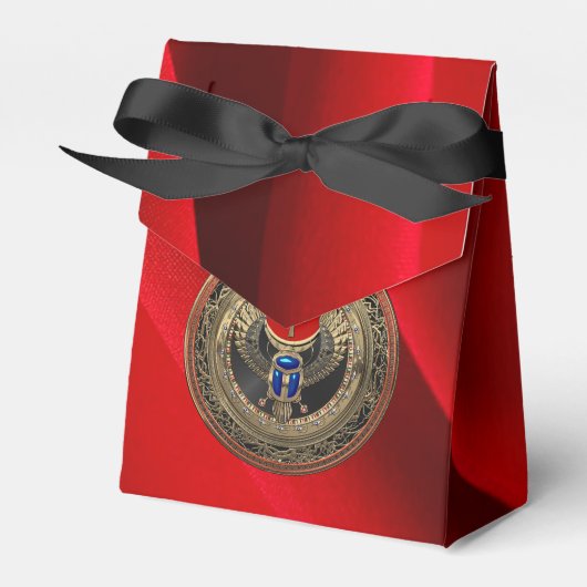 [300]聖なる金ゴールドエジプトの翼を持つスカラブとアンク フェイバーボックス (正面サイド)