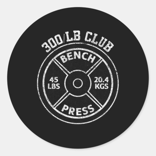 300 Lbs Pound Bench Press Club Gym Weightlifting P ラウンドシール (正面)