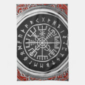 [300] Vegviser -バイキングシルバー魔法Runic Compass キッチンタオル (縦)