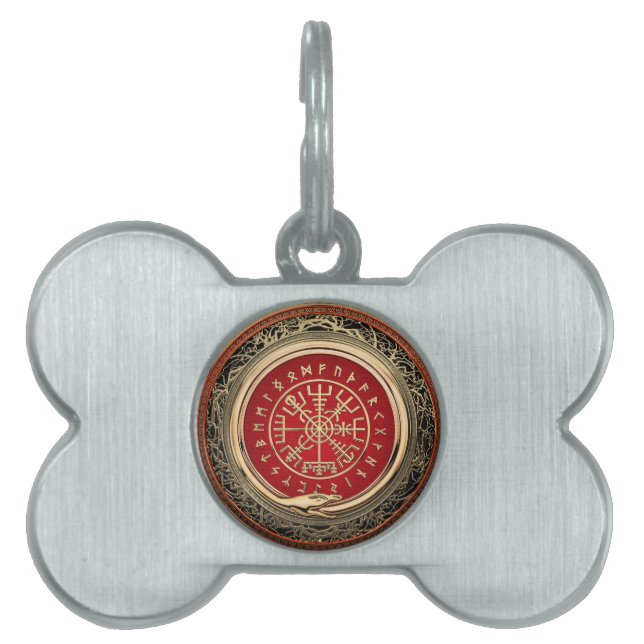 [300] Vegvisir -バイキング金ゴールド魔法Runic Compass ペットネームタグ (正面)
