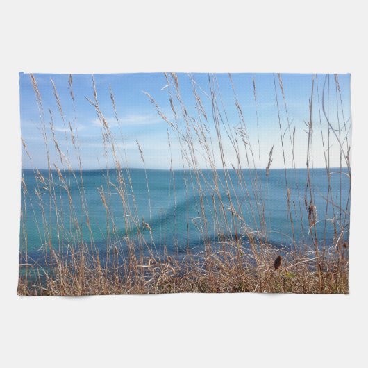 301.美しい草と海 キッチンタオル (横)