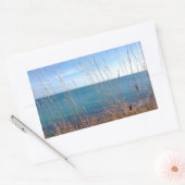 301.美しい草と海 長方形シール (封筒)