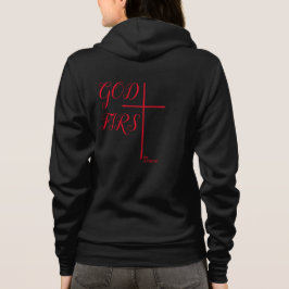 303WW "GOD FIRST" CROSS BLACK ZIP-UP QUOTED パーカ