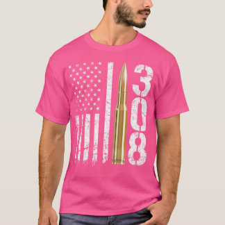 308ガンアムモ弾丸308キャリバーライフル米国旗 Tシャツ