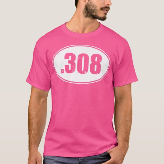 308 Pistol Rifle 308 Gun Ammo Round Size Tシャツ (正面)