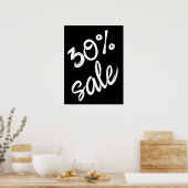 30%セールのサイン、18x24白黒セール ポスター (キッチン)