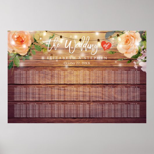 30+テーブル木製フローラ列ライト座席表 ポスター (正面)