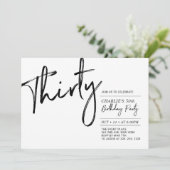 30 | モダンな白黒の 30歳の誕生日パーティー 招待状 (スタンド正面)