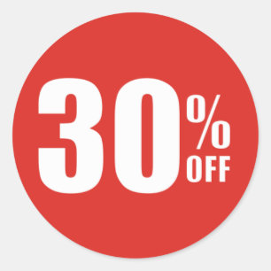 30%割引販売のステッカーを離れた30% ラウンドシール