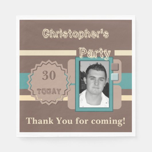 30 男性へ今日の写真名ブラウンパーティー スタンダードランチョンナプキン (正面)
