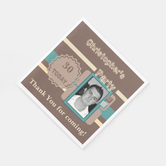 30 男性へ今日の写真名ブラウンパーティー スタンダードランチョンナプキン (角)