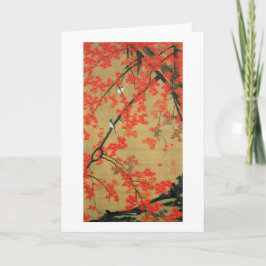 30. 紅葉小禽図, 若冲 Maple & Small Birds, Jakuchū カード