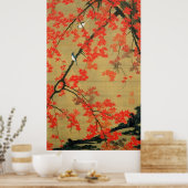 30. 紅葉小禽図, 若冲 Maple & Small Birds, Jakuchū ポスター (キッチン)