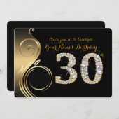 30,誕生日招待状，数字，写真 招待状 (正面/裏面)